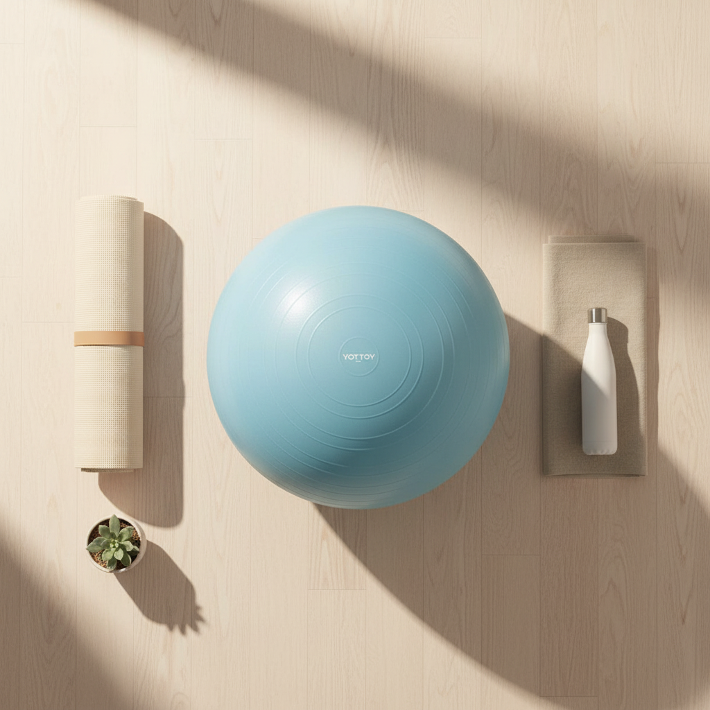 Blue Yoga Ball - Pinterest Flat Lay