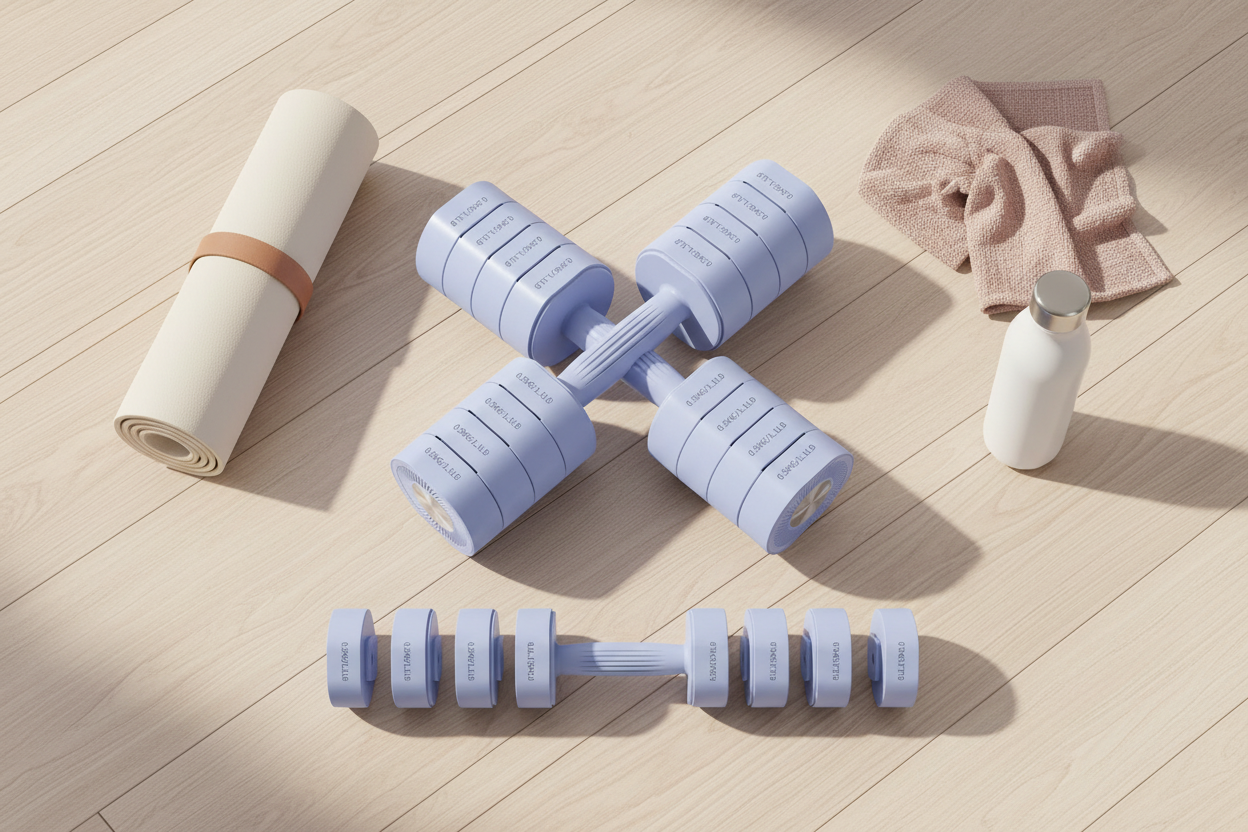 Dumbbell Set - Pinterest Flat Lay 4K