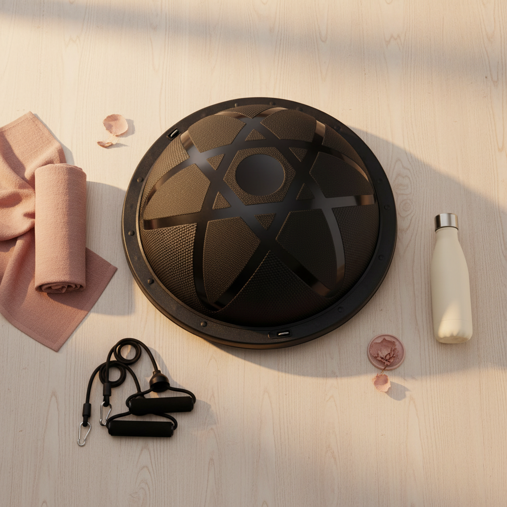 Half Pilates Ball with Bands - Pinterest Flat Lay