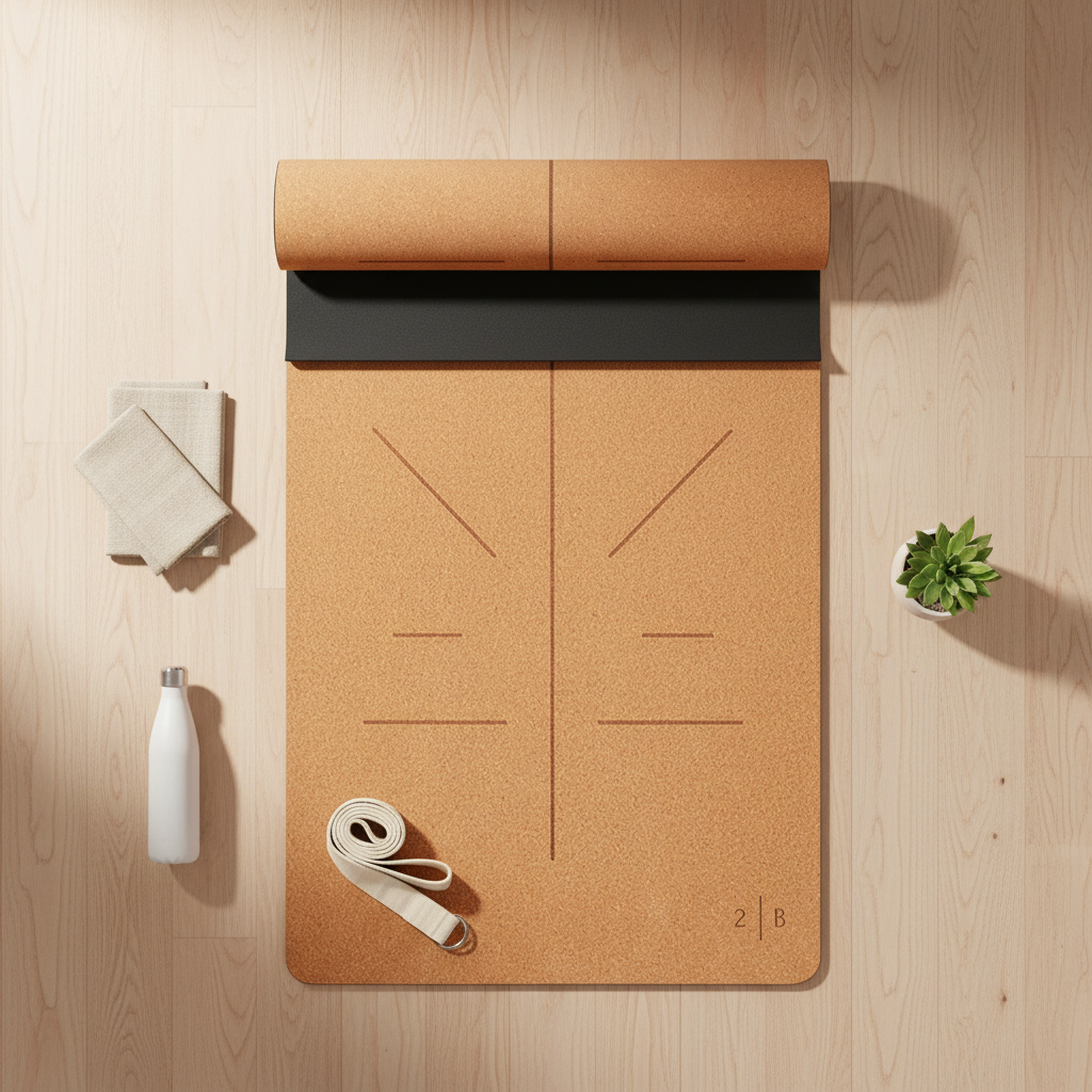 Natural Cork Pilates Mat - Pinterest Flat Lay