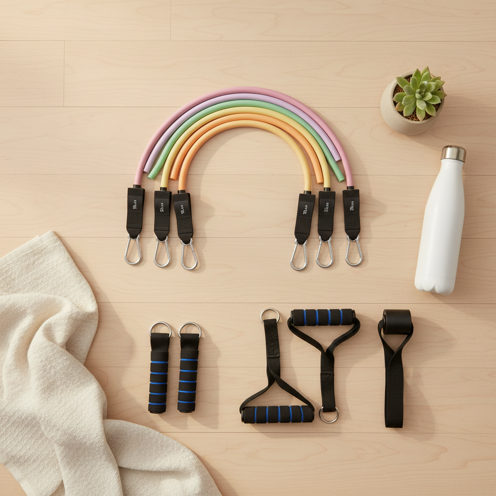 Pastel Resistance Bands - Pinterest Flat Lay