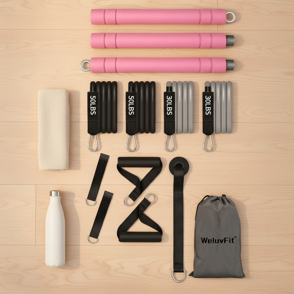 Pink Resistance Bands Kit - Pinterest Flat Lay