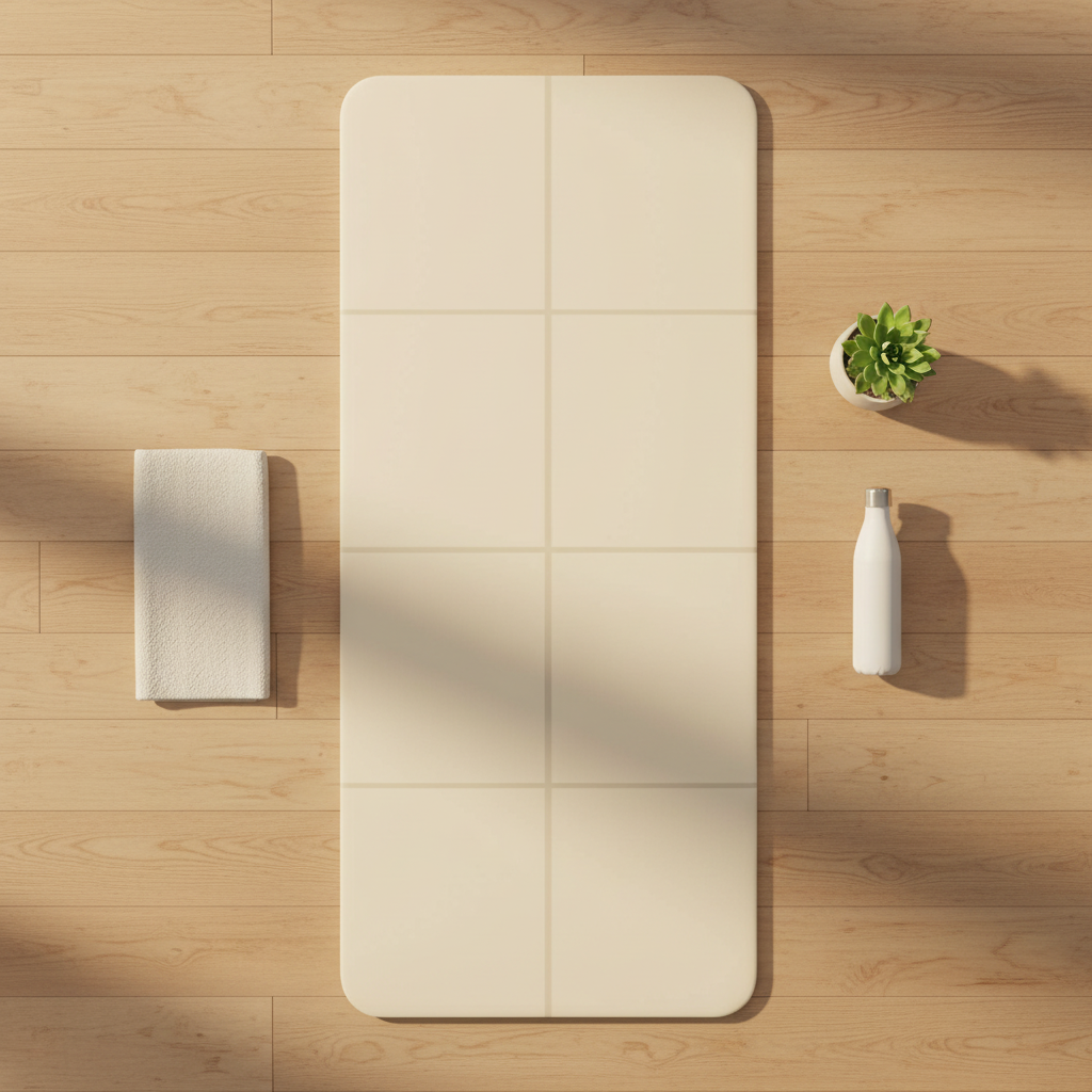 Premium Beige Pilates Mat - Pinterest Flat Lay